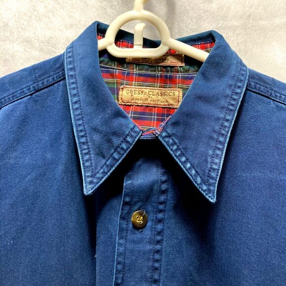 GUESS Classics Heavyweight Rugged Thick Denim Shacket Shirt Button Mens Medium - Picture 3 of 12
